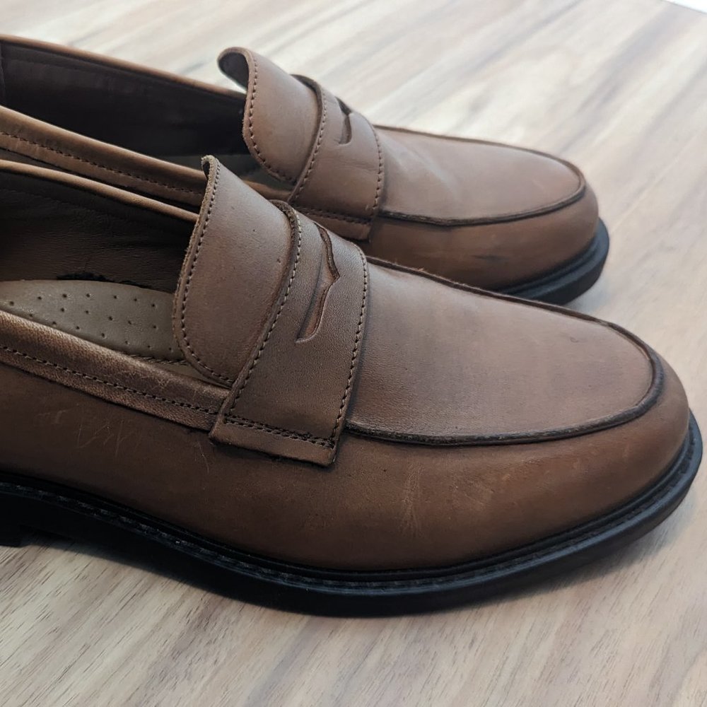 Express Genuine Leather Cognac Loafer Dress Shoes (Sz 10)